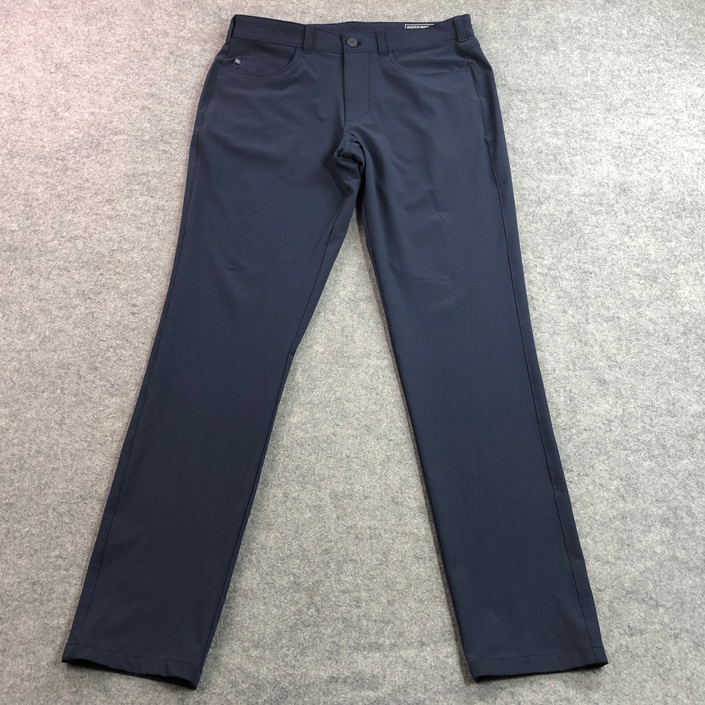 Mizzen+Main Mens Helmsman Pants 32x34 Navy Blue Slim Fit Performance Chino Golf